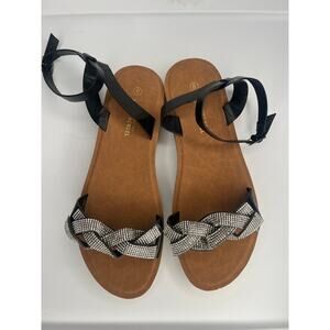 Alexis Bendel Black Strap Silver Braid Sandals